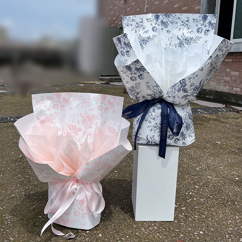 Retro flower art wrapping paper bouquet fresh flowers net red waterproof wrapping paper floral material mother's day single bag