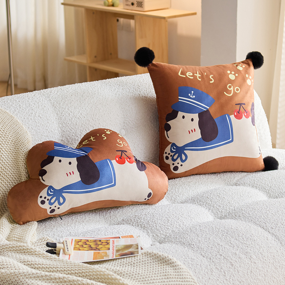 Cute Cartoon Puppy Pillow Clouds Special-shaped Bedside Soft Bag Backrest Cushion Living Room Decorative Pillow Sofa Pillow Case