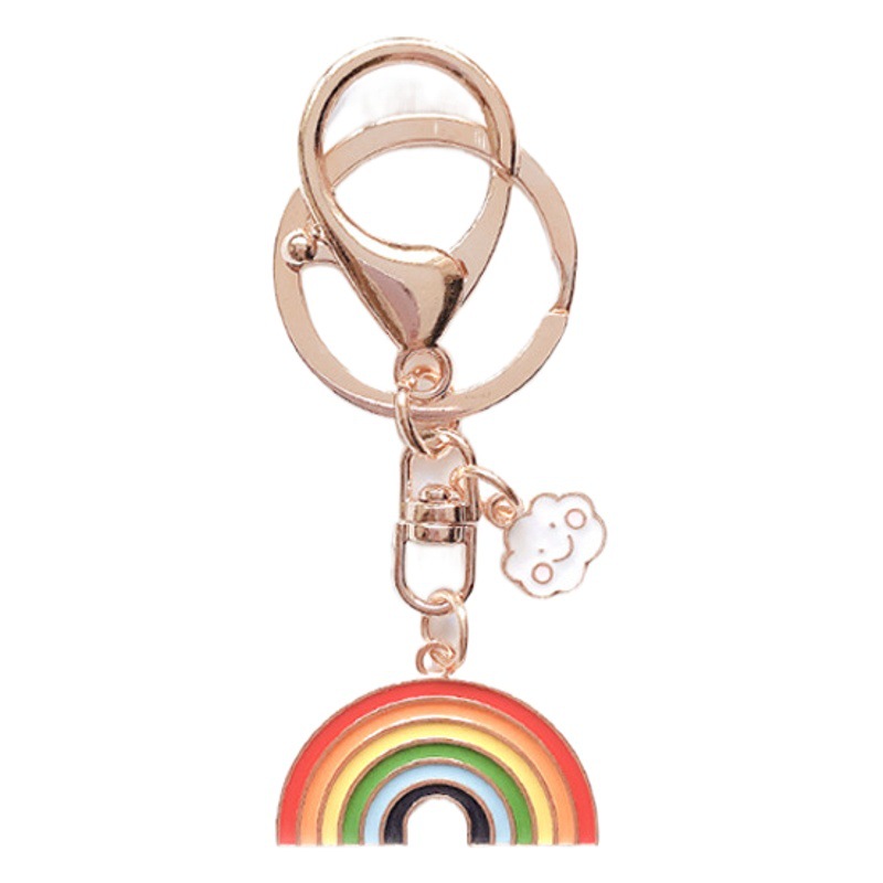 ins Style Alloy Rainbow Flower Clouds Cute Key Chain Bag Pendant Cartoon Key Chain Jewelry Pendant