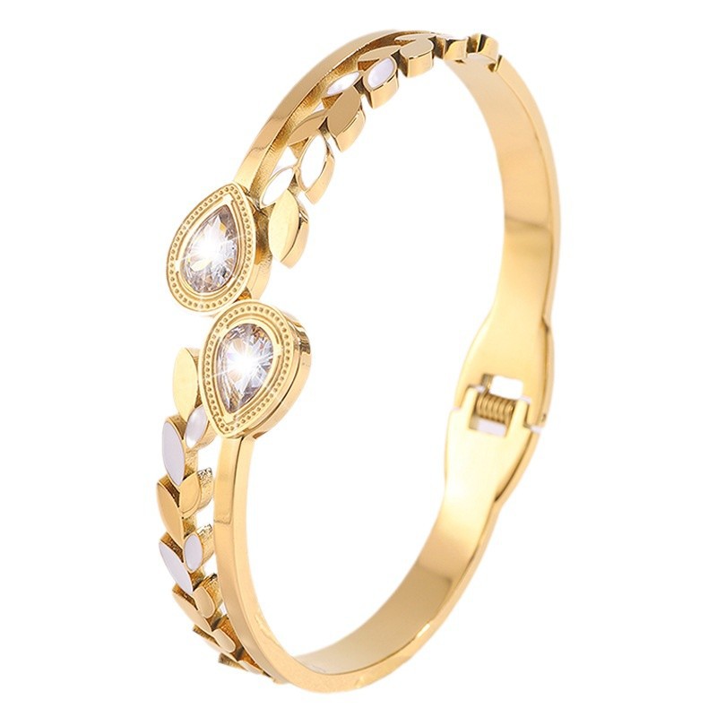Picture of Cross-Border New Water Drop Leaf Stainless Steel Bracelet for Women European and American Light Luxury High-End Hollow Bracelet Non-Fading Jewelry