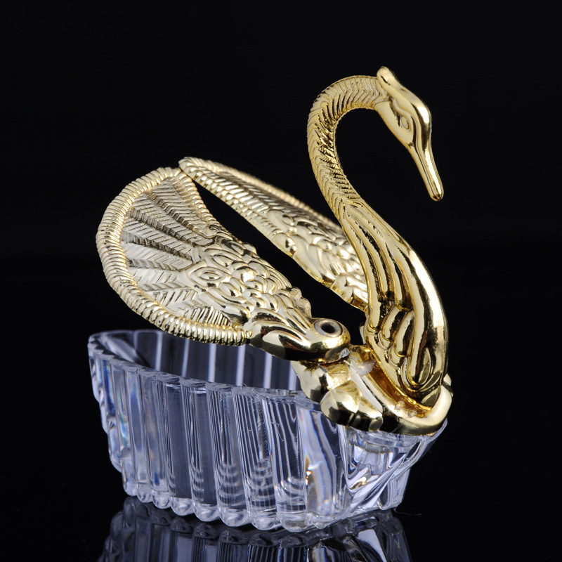 Golden Little Swan Wedding Candy Box Wedding Baby Shower Baby Shower Candy Box Plastic Packaging Box Gift Box