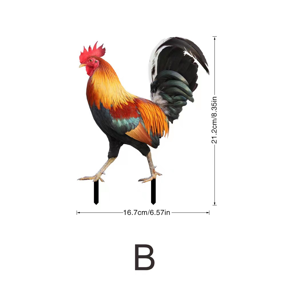 Picture of Three-Dimensional Courtyard Rooster Acrylic Mirror Yardart Garden Outdoor Decoration Ornaments Creative Courtyard Ornaments