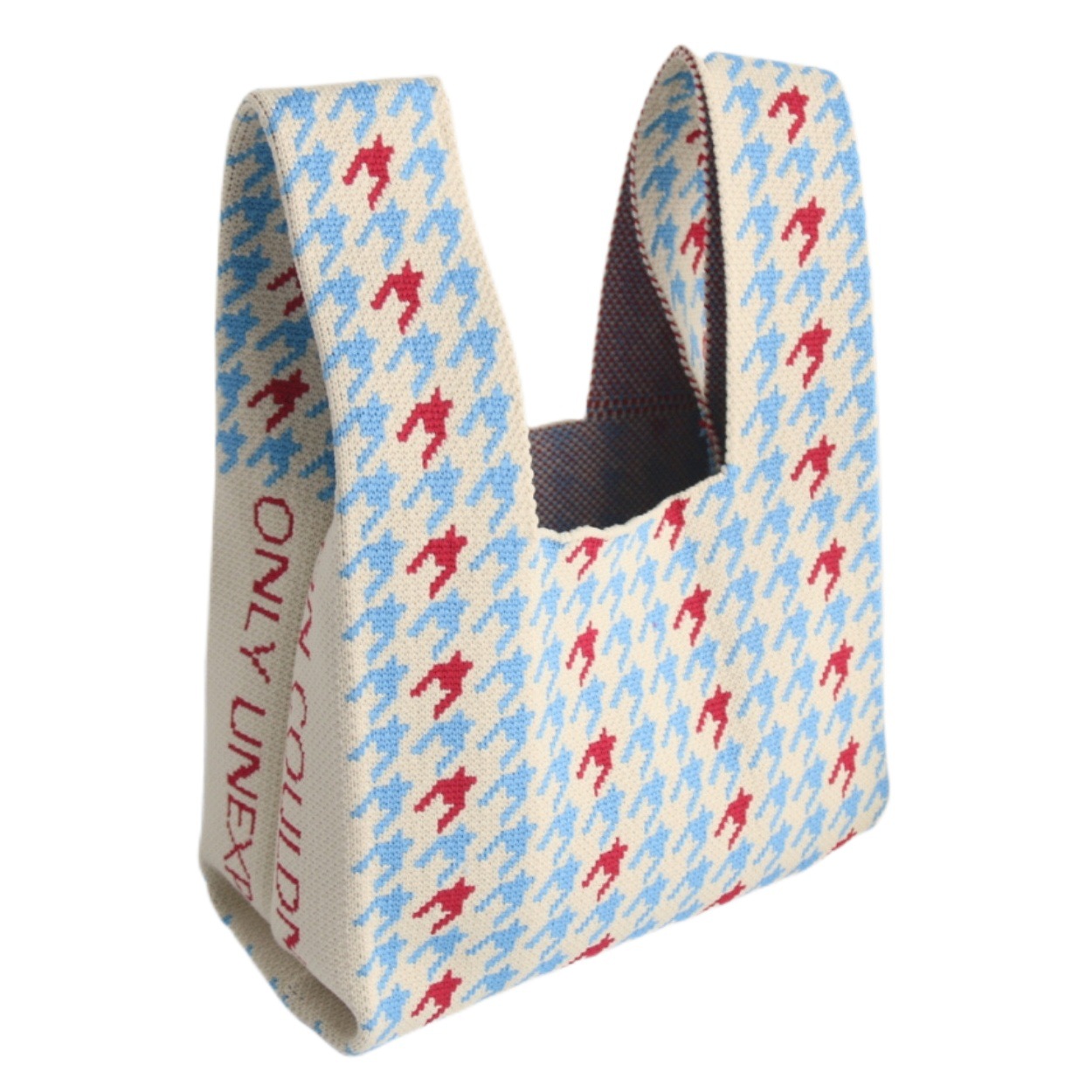 Houndstooth Knitted Bag Women's Niche Design Korean Style Vest Bag Fashion Versatile Wrist Bag Walking Handbag Trendy