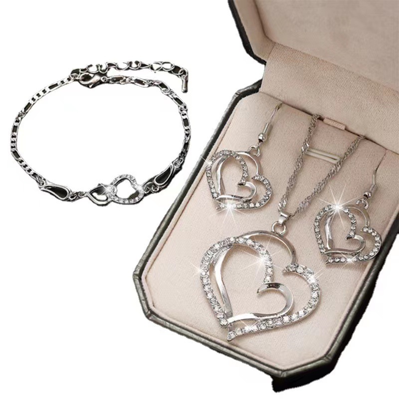Picture of Cross-border New Jewelry suit Women's Fashion All-match Rhinestone Zircon Necklace Earrings Ring Watch Accessories
