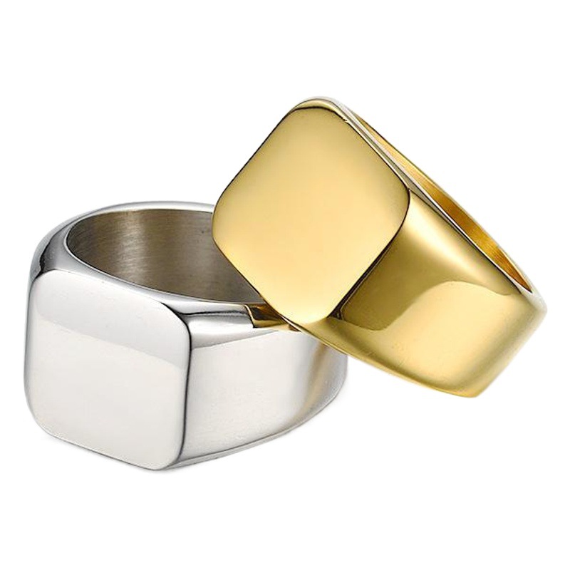Cross-Border Popular Accessories European and American Personalized Titanium Steel Rings for Men Retro Cast Square Plain Ring Wholesale