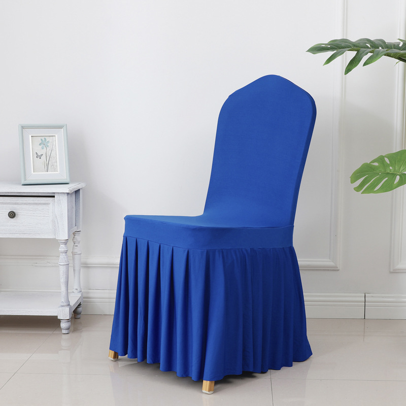 Picture of Chair Cover Thickened Stretch Pleated Skirt Dining Chair Cover Hotel Wedding Banquet Event Stool Cover Hotel Cloth