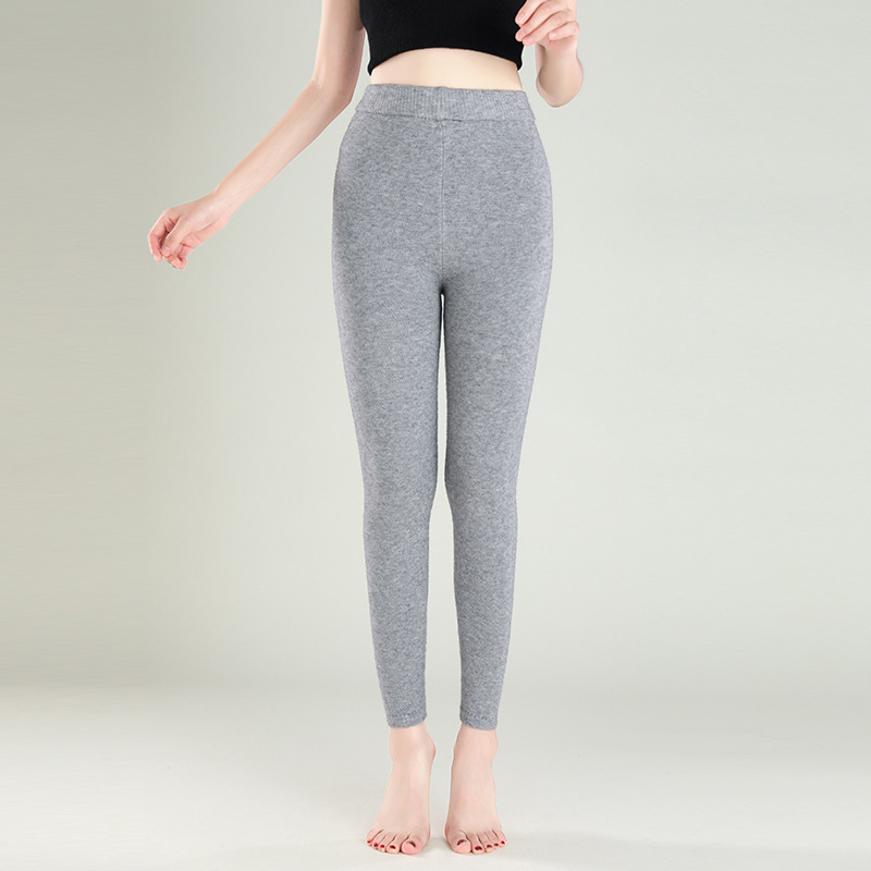 Picture of Women's Autumn and Winter Seamless Thermal Knit Leggings Non-Wool Thickened Inner Knit Pants Four-Way Pants