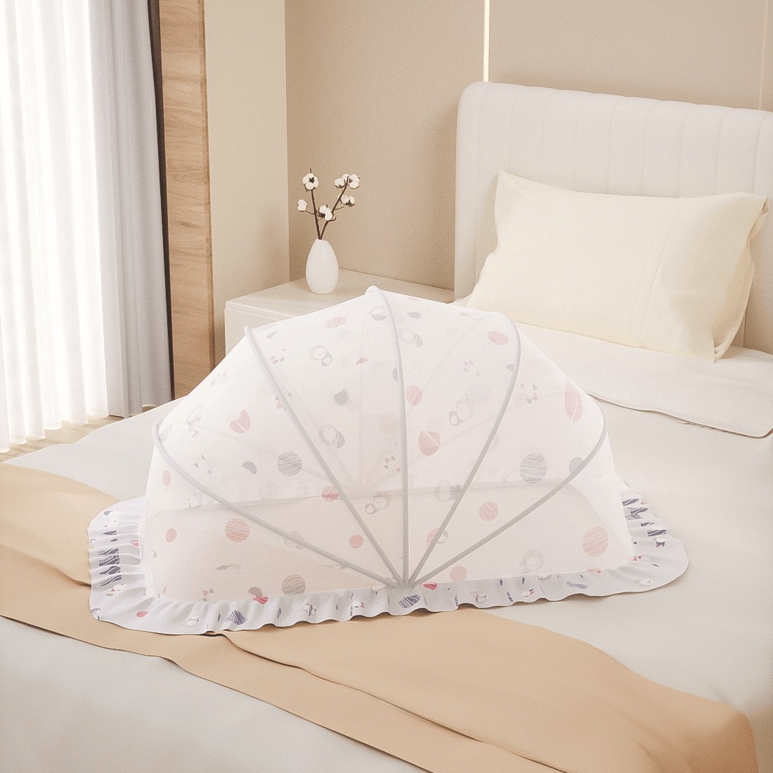 Picture of Baby Mosquito Net, Full-Cover Yurt for Babies, Foldable Universal Crib Mosquito Net for Infants and Toddlers, Light-Blocking