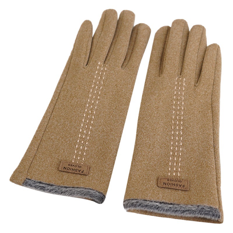 New Style Gloves Women's Winter Warm Gloves German Velvet Women's Gloves Fleece-Lined Cycling K-Style Cute Driving Cold Protection Touch Screen