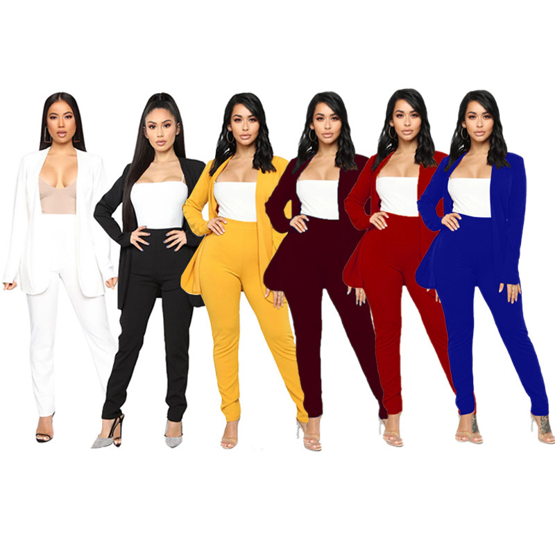 Picture of X30 European and American Women's wish OL Fashion Elegant Two-piece Professional Casual Long-sleeved Trousers Small Suit