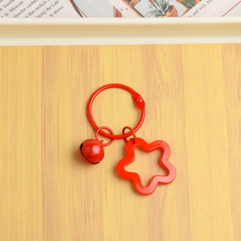 Picture of Korean Style Hyun-a Small Fresh Color Small Flower Bell Keychain Tanabata Gift Key Ring Bag Women's Hanging Accessories