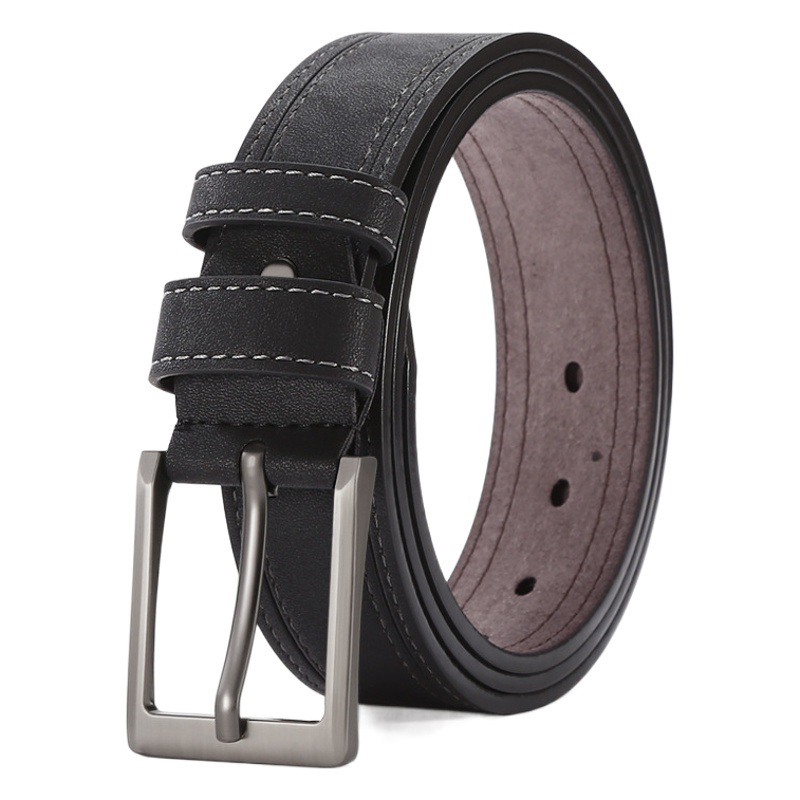 New cross-border men's alloy pin buckle belt business fashion jeans perforated cowhide pants belt in stock wholesale
