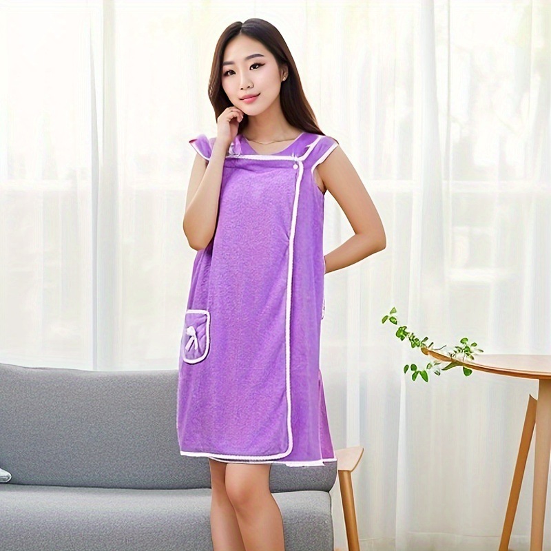 High density coral fleece bath skirt soft skin-friendly wearable suspenders bathrobe changeable bath towel beach towel factory wholesale bath towel