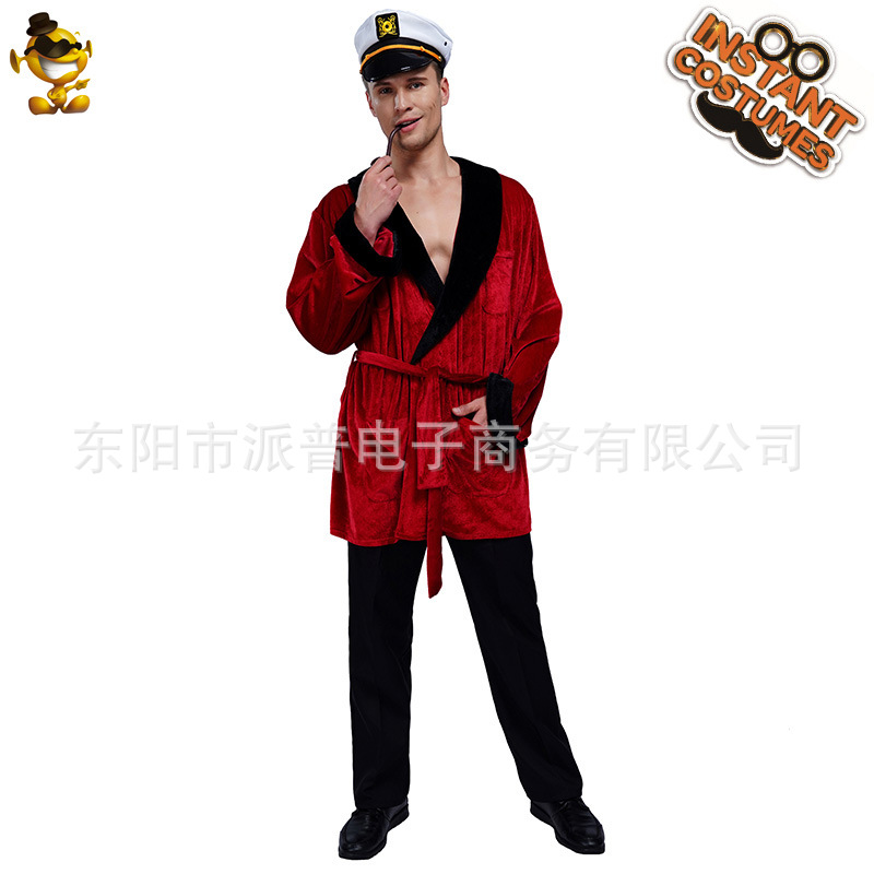 Adult Men's Red Bathrobe Costume Stage Performance Costume Cosplay Masquerade Performance Costume
