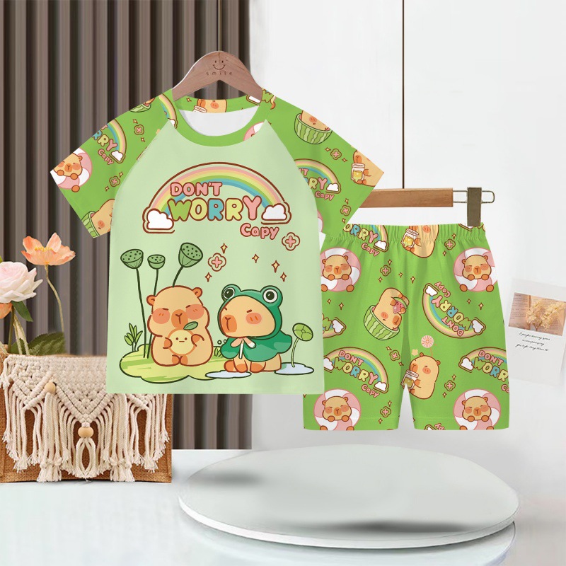 Picture of Wholesale Summer Children's Pajamas Cartoon Girls Short-Sleeved Shorts Thin Boys Casual Middle and Large Children's Suits Home Clothes