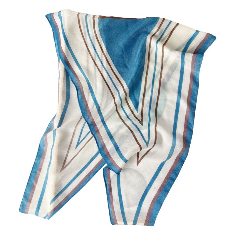 Simple Geometric Stripe Small Silk Scarf Women's Bangle Diamond Scarf Decorative Summer Thin Korean-style All-match Decorative Ribbon for Women
