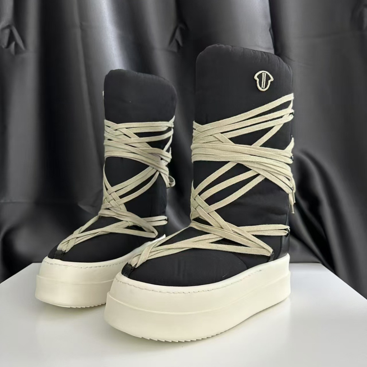 ro shoes mask snow boots winter down cold waterproof platform boots creative fashion crazy strap dark tide shoes