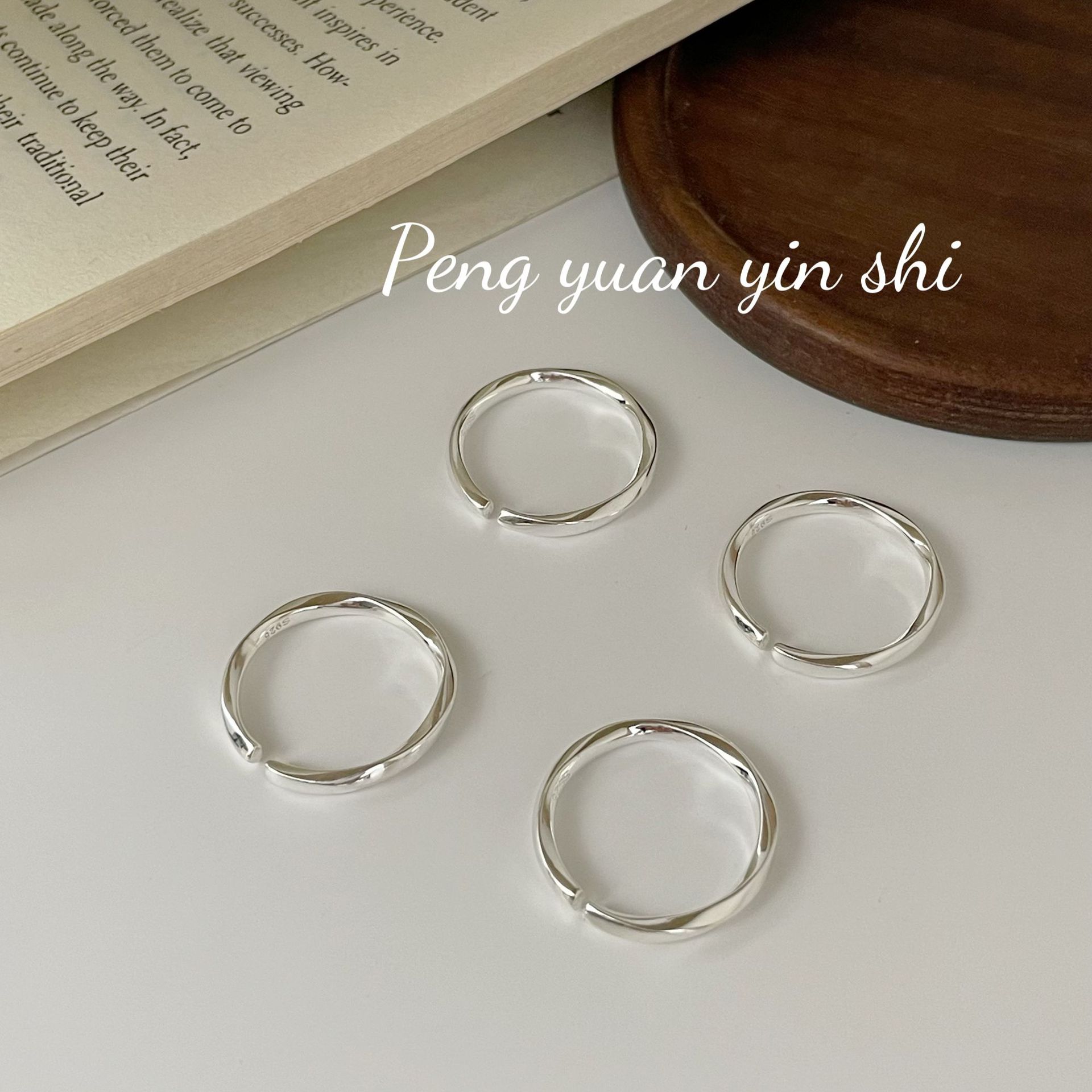 Suchuang S925 Sterling Silver Plain Ring Women's Minimale Niche High-Level Mobius Open Finger Ring