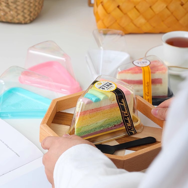 Triangle Cake Box 8 inch mousse cut transparent plastic box baking pastry box baking lasagna cake box