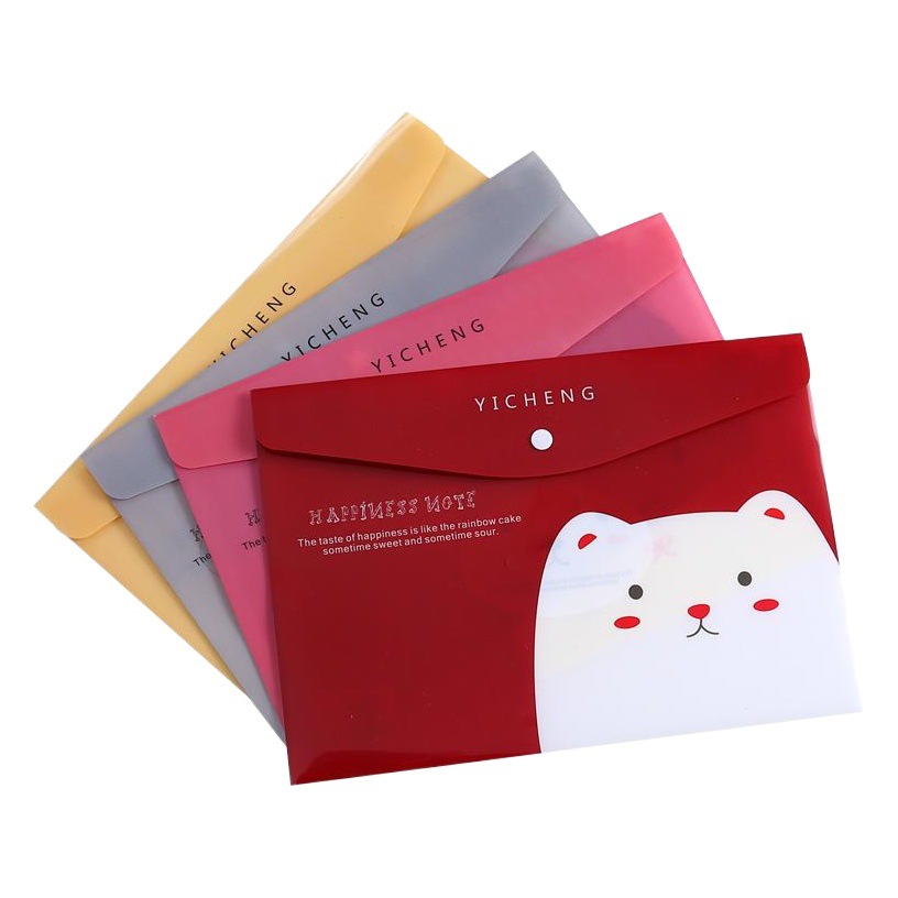 PVC stationery office a5 plastic file bag pp cartoon translucent a4 snap file bag