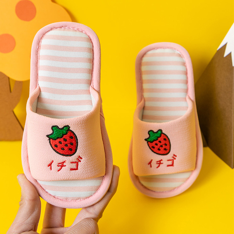 Children's Slippers Indoor Home Linen Floor Non-Slip Boys and Girls Kids Baby Cotton Slippers Cotton and Linen