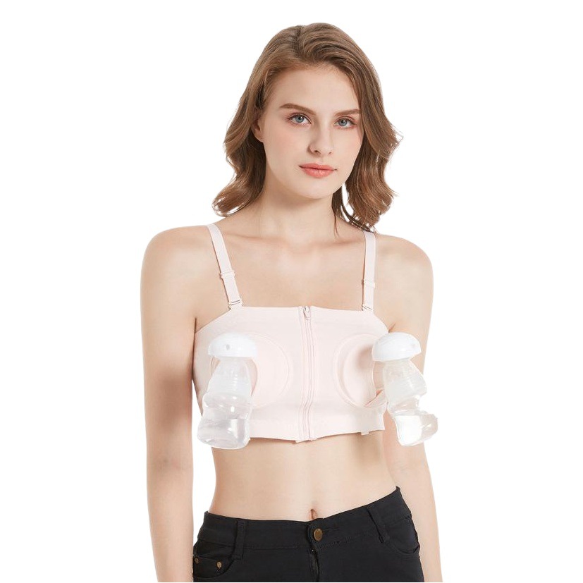 Pregnant women's front zipper hand-free breast pump underwear breast pump suitable for postpartum breast pump bra wholesale without steel ring