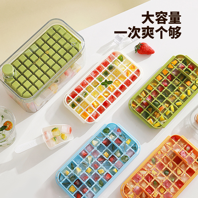Picture of Press Ice Tray Ice Cube Mold Food Grade Household Ice Machine Silicone Double-Layer Ice Box Easy to Release Curling Ice Storage