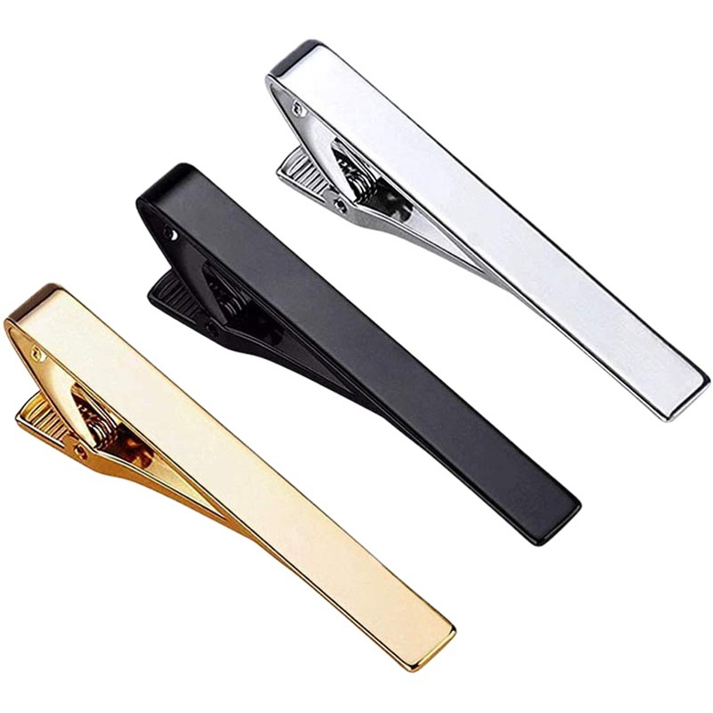 Cross-Border Simple Tie Clip Silver Metal Business Professional Tie Accessories Pin Fashion Gold Clip Black