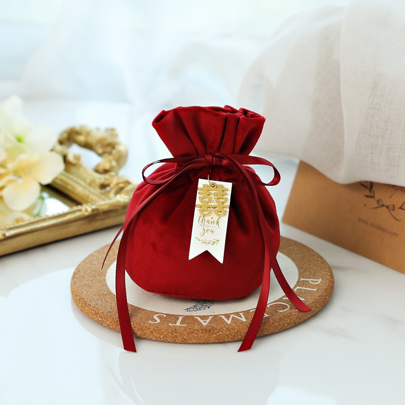 Picture of Wedding Velvet Candy Bag Little Red Riding Book Wedding Candy Accompanying Gift Wedding Candy Box Creative Birthday Full Moon Candy Bag