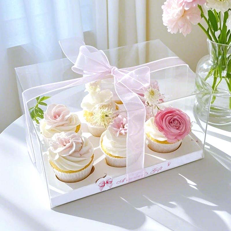 520 Six-grain Cupcake Packaging Box High-up Cup Maffen Box Transparent Pack 6/12-grain Packing Box Mother's Day