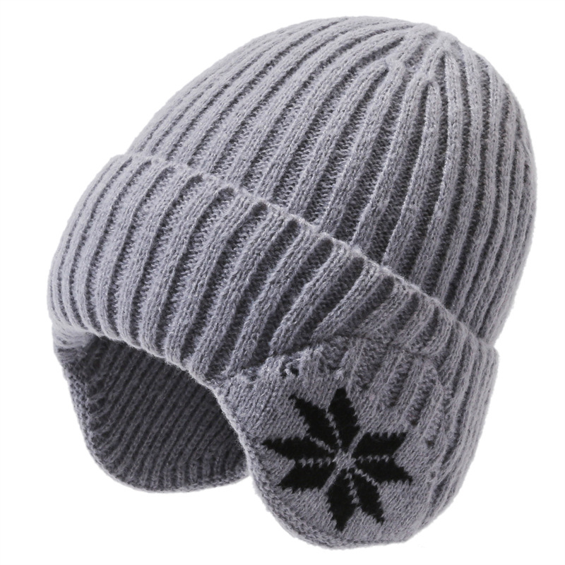 Picture of Hat men's winter warm knitted hat winter cycling fleece-lined ear protection wool hat scarf men's youth pullover hat