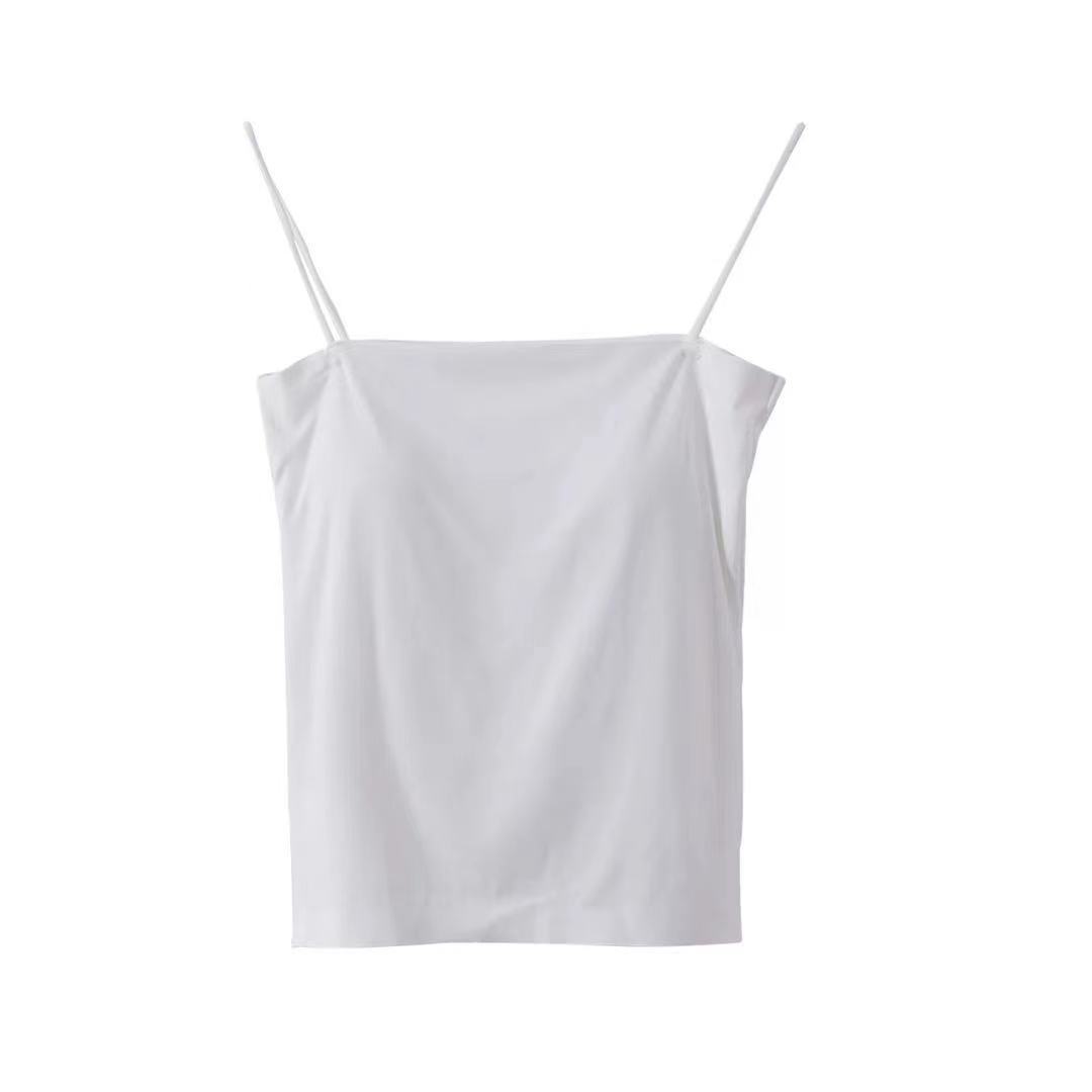 Picture of Solid Color Camisole Women's Summer Outer Wear Top with Fixed Chest Pad No Steel Ring Thin Base Long Thin Tube Top