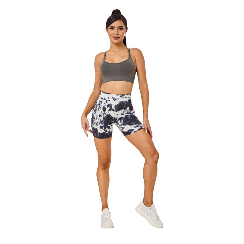 2023 in stock new DARCSPORT wolf head European and American hand-painted shorts women's fitness seamless knitted shorts