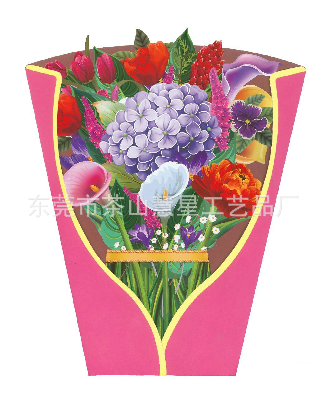 Picture of 3D Greeting Card Valentine's Day Mother's Day Paper Hand-Held Flowers Thank You Blessing Gift Manufacturer Wholesale Holiday Limited Edition