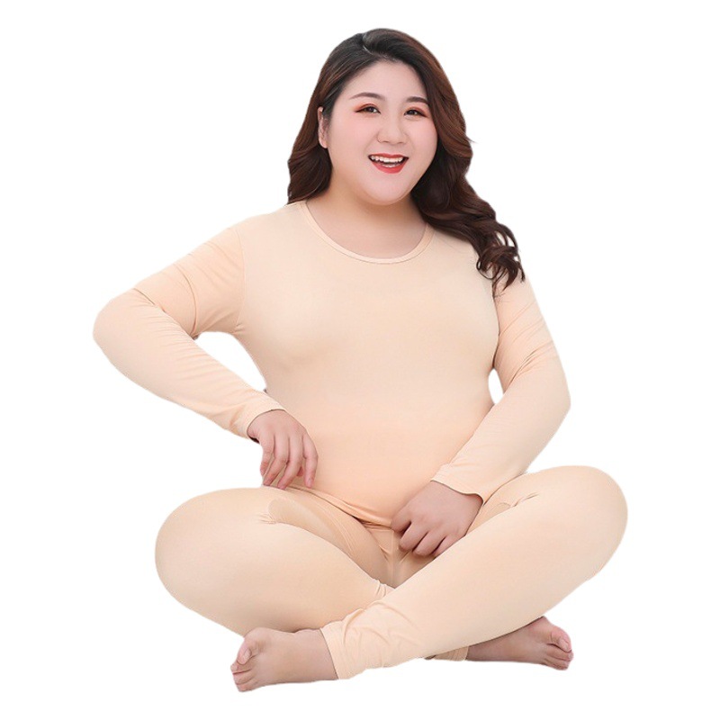 Thermal underwear long sleeve trousers women plus fat increase warm solid color scratch hair fleece-lined size six color 120.00kg wearable