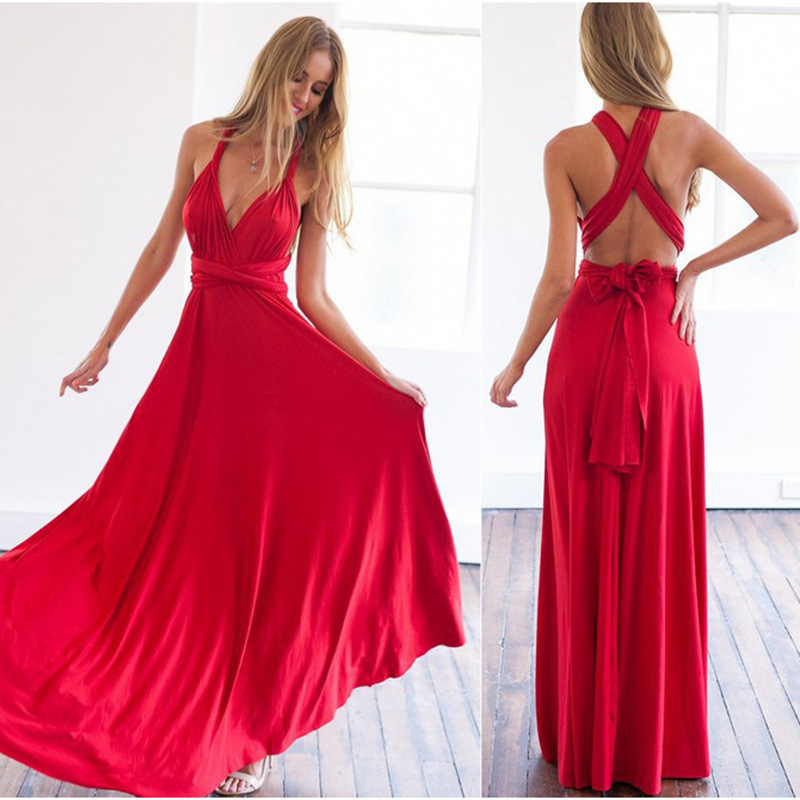 Picture of French Retro High-end Sense Small Multi-wear Strap Large Swing dress Backless Sexy Bridesmaid Dress for Women