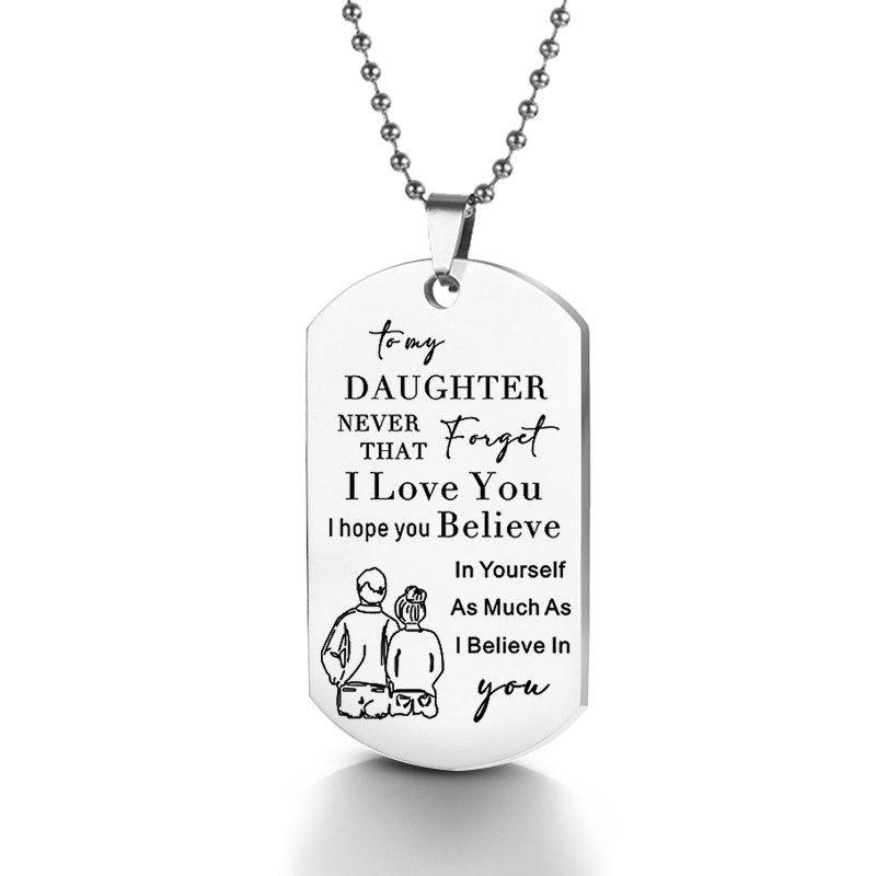 Picture of European and American jewelry stainless steel keychain necklace TO MY DAUGHTER as a gift from father TO DAUGHTER