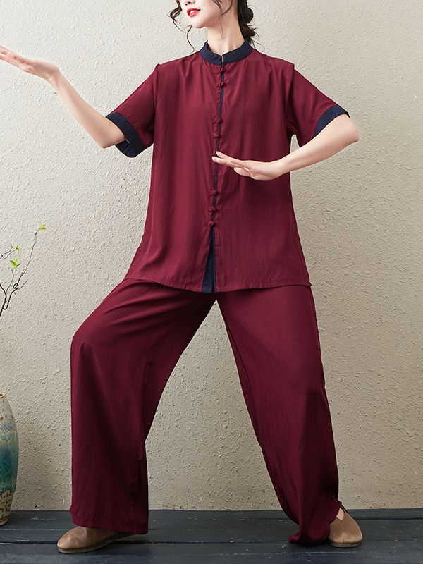 2024 Summer New Chinese Style Retro Loose Slim Casual Temperament Zen Tea Wear Yoga Wear Tai Chi Suit for Women