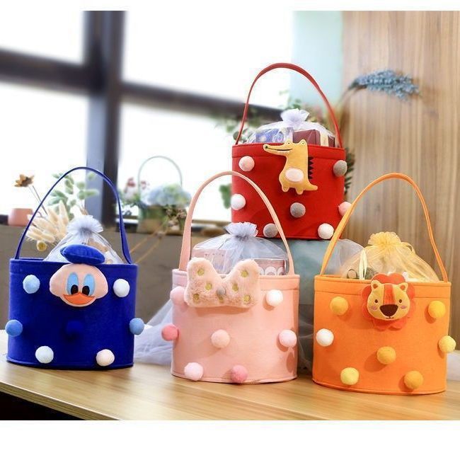 Baby One Year Old Shopping Gift Felt Net Red Envelope Wedding DIY Felt Handbag Cartoon Felt Accompanying Gift Bag