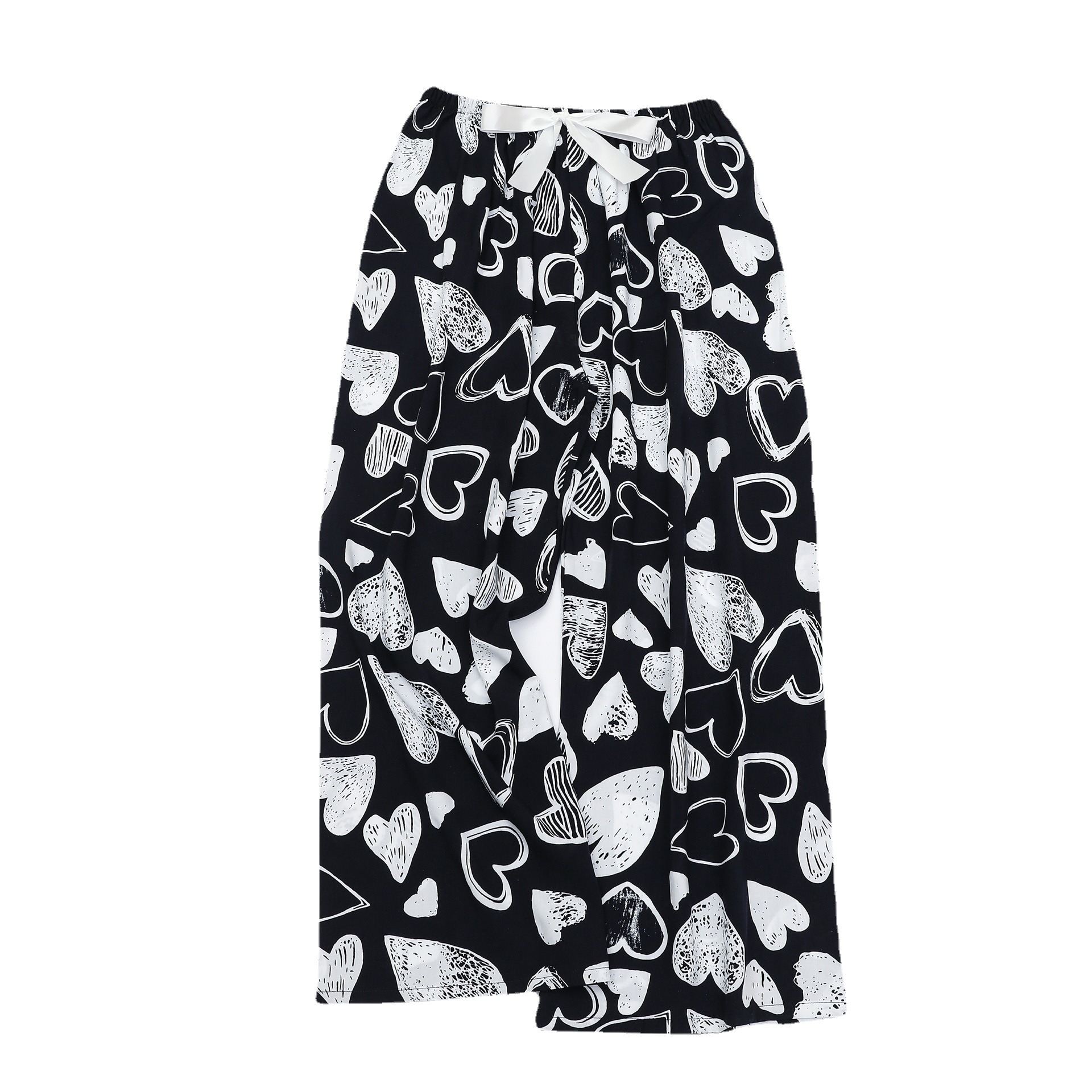 Picture of Cotton Silk Pajama Pants Women's Summer Thin Black and White Cartoon Style Wide Leg Pants Large Size Loose Outer Wearing Foreign Trade Beach Pants