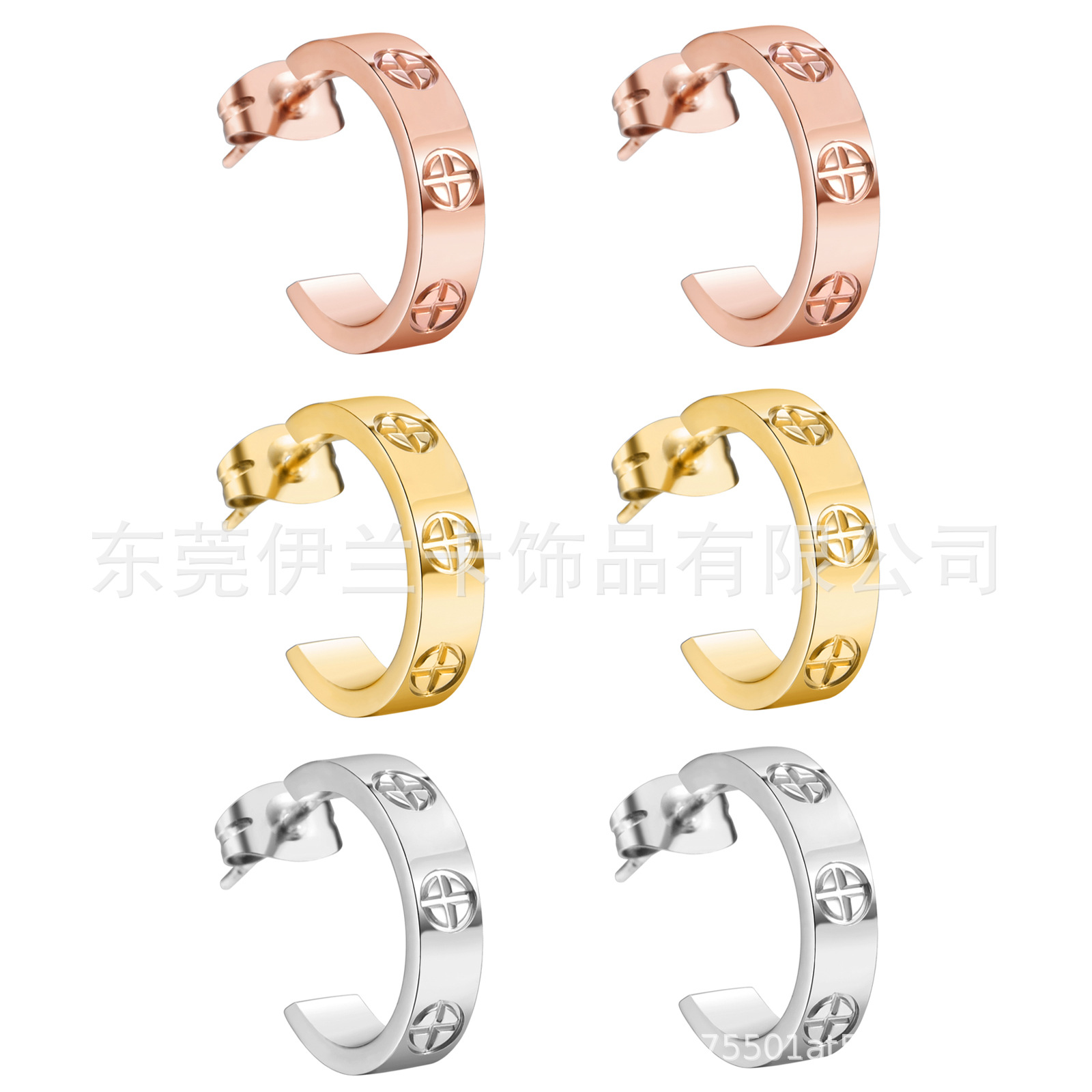 European and American Fashion Clothing Stainless Steel Earrings + Diamond Accessories Titanium Steel Earrings Jewelry Manufacturer Wholesale
