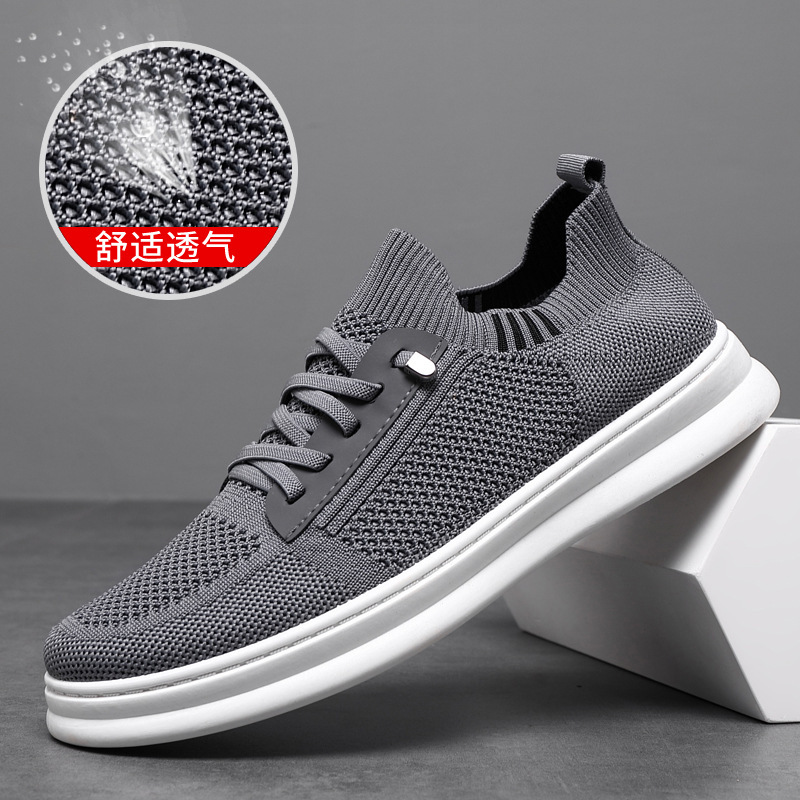 Men's Shoes Summer Breathable Mesh Casual Sports Quick-Drying Mesh Shoes One-Legged Flat Running Shoes Fly Woven Trendy Sneakers
