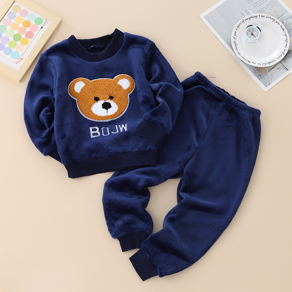 Picture of Baby Winter Pajamas Set 2025 New Baby Kidsren's Clothing Boys and Girls Autumn and Winter Flannel Home Clothes Trendy