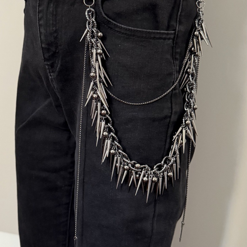 Punk Hip-Hop Sweet Cool Jeans Pants Chain Accessories Men and Women Same Style Willow Nail Niche Distinctive Waist Chain Internet Celebrity New Fashion