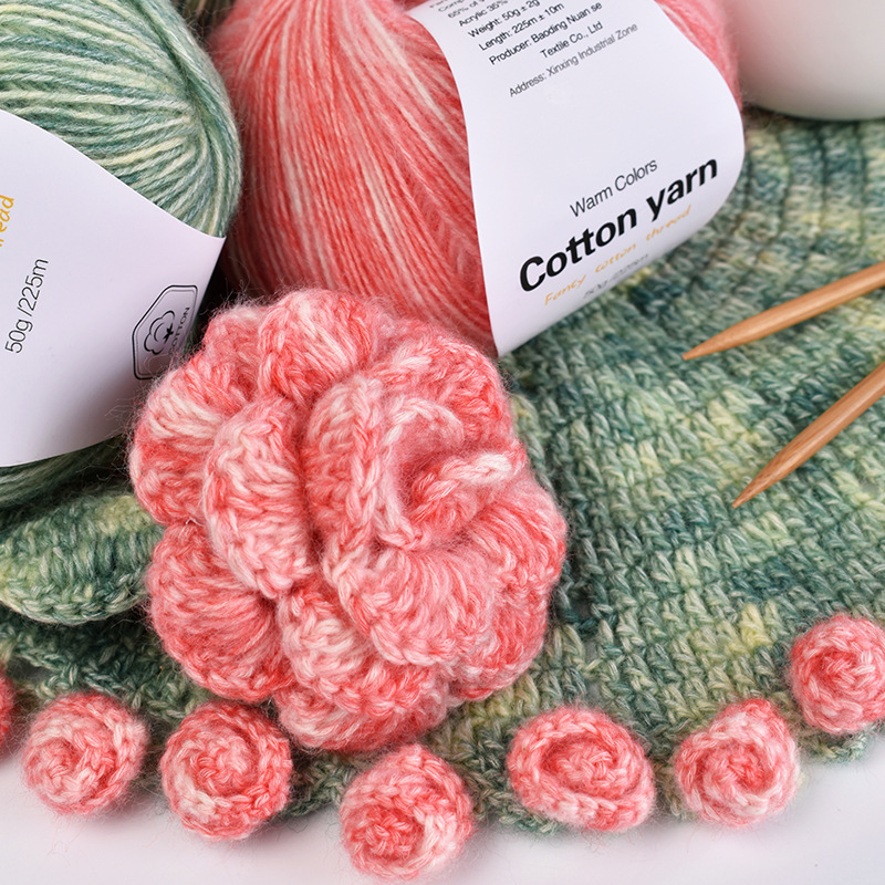 Warm Color New Fancy Spray Wool Cotton Thread Handmade Crochet Stick Needle Knitting DIY Bouquet Storage Blanket Fine Wool Wholesale
