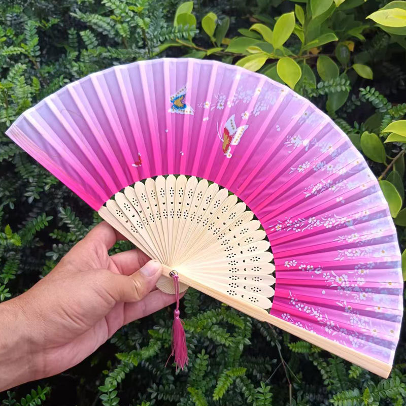 Picture of Folding Fan Bamboo Ancient Fan Student Girl Chinese Style Small Fan Scenic Spot Export Wholesale Retail Gift Decorative Fan