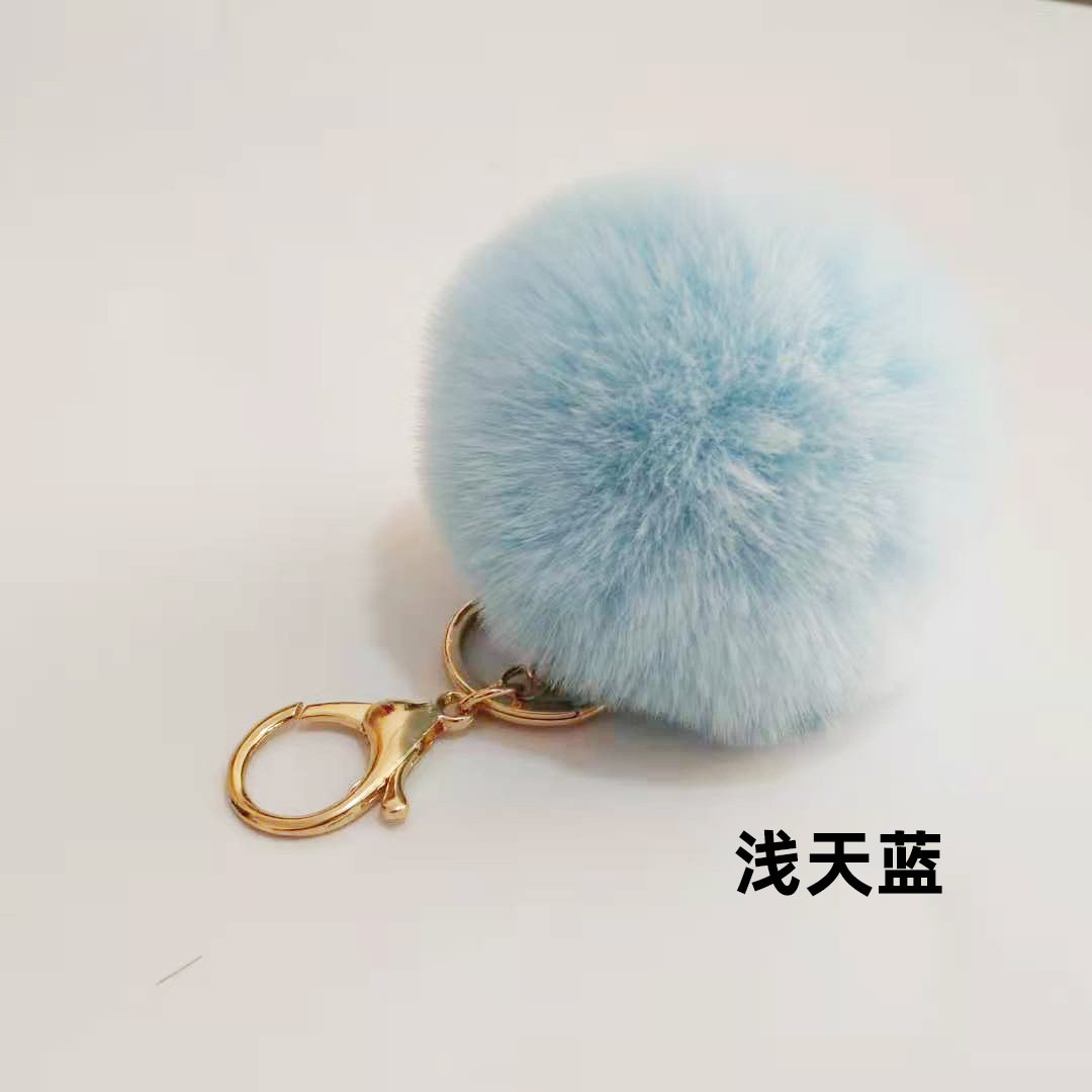 Picture of Spot 8cm imitation rex rabbit fur ball key chain net red fur ball doll bag pendant gift schoolbag girl heart