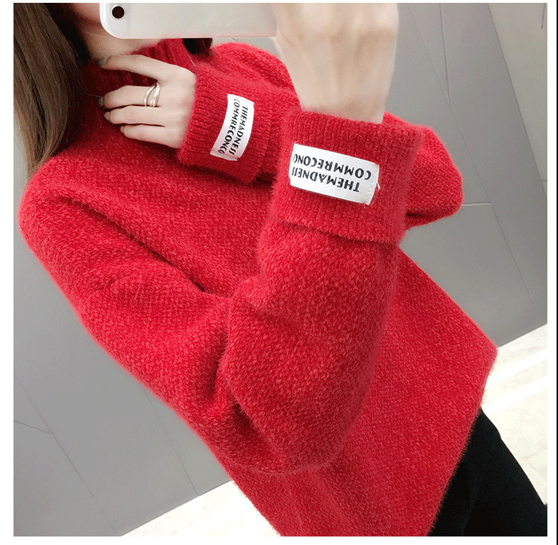 Picture of 2024 New Chenille Loose Lazy Pullover Thickened Bottoming Sweater High Collar Solid Color Sweater Women's Autumn and Winter