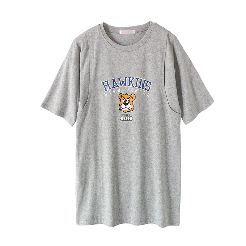Picture of Maternity Clothing Nursing Clothes Summer Outer Wear Short-sleeved T-shirt Fashion Nursing Clothes Going Out Summer Casual Top Trendy Women
