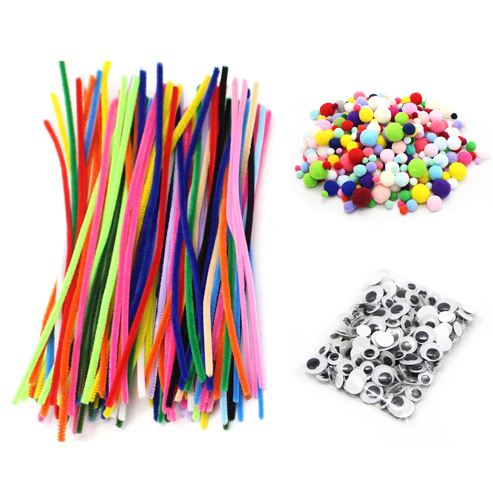 Velvet DIY handmade hair root twist bar top making kindergarten plush activity Eye Toy material